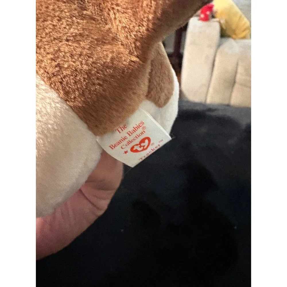 Ty Beanie Babies Tracker the Basset Hound Dog Plush Brown White Vintage 1998